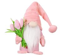 NUOBESTY Poupée GNOME Décorative Tulipe Rose pour Fête des Mères Décoration Intérieure Festive Figurine Artisanale Résistante Présent Original Fête Mères Décor Nain Charmant