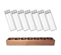 NUOBESTY Présentoir en Bois 7 Tubes à Essai en Verre Transparent pour Stockage Hermétique de Grains de Café Bocaux de Conservation Multifonctionnels Cuisine Café Bureau Rangement des
