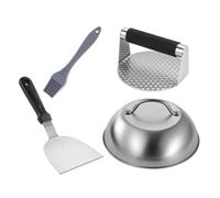 NUOBESTY Presse Viande Burger INOX Set Ustensiles Cuisine Non-adhérent Facile à Utiliser pour Barbecue Fête des Pères