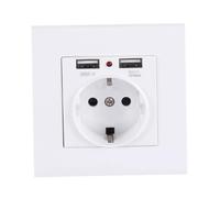 NUOBESTY Prise Murale Double USB Type Allemand Panneau Encastrable Blanc Ignifuge Prise Électrique Européenne Moderne pour Domicile et Bureau