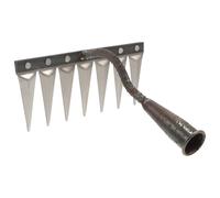 NUOBESTY Râteau désherbeur en Fer 7 Dents renforcé, Petit râteau à Main pour pelouse, Outil de Jardinage léger et maniable, idéal pour désherber, ameublir la Terre et travaux extérieurs