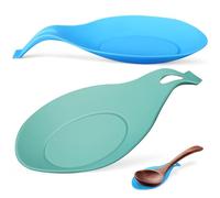NUOBESTY Repose-cuillère en Silicone Flexible et Résistant aux Fissures pour Plan de Travail et Plaque de Cuisson, Lot de 2 Pièces de Cuillère, pour Ustensiles Cuisine