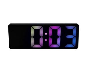 NUOBESTY Réveil Numérique LED Grand Écran Noir, Horloge Électrique à Gros Chiffres Colorés pour Chambre, Réveil Électrique sans Piles, Affichage Clair pour Garçon et Filles et Adultes,