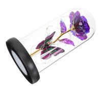 NUOBESTY Rose Éternelle sous Cloche en Verre Feuille D’Or, Décoration de Fleur Stabilisée Violette, Ornement Artisanal Romantique pour Bureau et Présent Saint-Valentin, Fête des Mères,