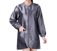 NUOBESTY Salopette de Technicienne de Beauté Manches Longues Imperméable Gris Taille L Combinaison Professionnelle pour Salon Spa Tablier de Protection pour Teinture et Coiffure