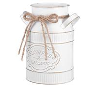 NUOBESTY Seau à Fleurs Décoratif en Fer Galvanisé Blanc 9X18X115 CM Vase à Composition Rustique pour Plantes Séchées et Jardinière de Bureau Pot à Fleurs Vintage Étanche