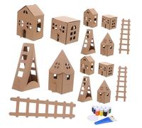 NUOBESTY Set de Mini Maison Carton à Colorier pour Garçon Fille Kit DIY de Construction et Décoration de Petite Maison Papier pour Activités Familiales et Projets Scolaires