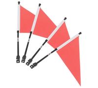NUOBESTY Sets de Drapeaux de Guidon de Vélo Rouges Lot de 4 en Polyester et Métal, Faciles à Installer, Résistants Vent Fort, Accessoires Cyclisme pour Tricycle et Scooter