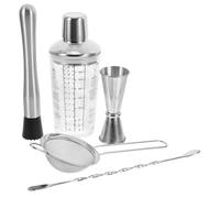 NUOBESTY Shaker à Cocktail en Verre 350 Ml Gradué, Kit de Barman Multifonction en Acier Inoxydable, Ensemble D’outils pour Boissons Maison et Préparation de Cocktails à Domicile