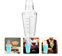 NUOBESTY Shaker à Cocktail Transparent 530 Ml Graduations, Gobelet Mélangeur 3 Parties en Plastique, Outil Polyvalent pour Thé au Lait, Smoothies et Boissons Froides, Shaker à Vin de Bar