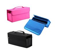 NUOBESTY Slots Marker Storage Case with Zipper Compartment and Detachable Sleeve Heavy-Duty Nylon Bag with Shoulder Strap for Markers and Lipsticks Organizer for Art Supplies