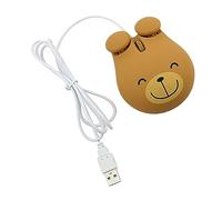 NUOBESTY Souris USB Filaire Photoélectrique Silencieuse Compacte LED, Utilisable pour Ordinateur Portable Bureau Élève, Design Mignon Ours Couleur Marron