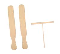 NUOBESTY Spatules à Crêpes en Bois de Hêtre Lot de 3 set de Pièces Comprenant 2 Spatules Moyennes et 1 Râteau T en Bois 12 CM Ustensiles Cuisine pour Préparation de Crêpes Omelettes et