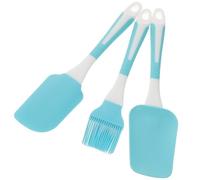 NUOBESTY Spatules en Silicone 3 Pièces Bleu Pinceau à Huile, Racloir et Spatule Pâtisserie, Ustensiles Cuisine Résistants la Chaleur pour Pâtisserie et Cuisson Maison