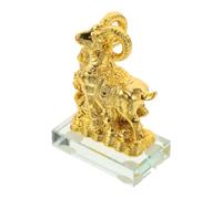 NUOBESTY Statue de Mouton Doré Fengshui en Résine et Verre, Bureau | Thème Zodiaque 2027, Finitions Or à Doux Éclat, avec Lingots Dorés pour Maison et Table