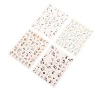 NUOBESTY Stickers pour Ongles Chinois Style Encre de Chine Autocollants Décoratifs Bambou Noir et Blanc Kit 4 Feuilles Décalcomanies Manucure Facile Motifs Rose Traditionnelle