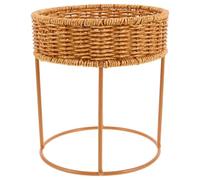 NUOBESTY Support à Plantes en Rotin Mini Petite Étagère Ronde pour Pots de Fleurs Présentoir Bohème pour Succulentes Support Décoratif D’Intérieur pour Salon Balcon et Bureau