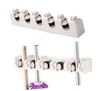 NUOBESTY Support de Rangement Mural pour Balais Organisateur Polyvalent avec Positions et Crochets Blanc pour Cuisine Garage et Bureau