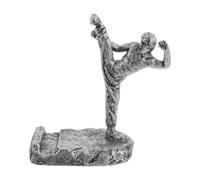 NUOBESTY Support de Téléphone en Résine Noir Style Kung Fu Pose de Coup de Pied, Figurine Décorative Unique pour Bureau ou Chambre, Antichute et Mains Libres