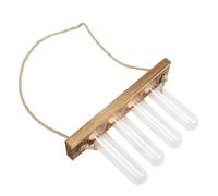 NUOBESTY Support en Bois Élégant avec Tubes à Essai pour Plantes Hydroponiques Jardinière Murale Corde en Lin en Verre pour Décoration Maison et Bureau