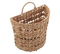 NUOBESTY Suspendu en Paille Beige Tissé Main, Panier Demi-cercle Rustique pour Organiser Courrier et Magazines, Rangement Polyvalent pour Entrée ou Jardin