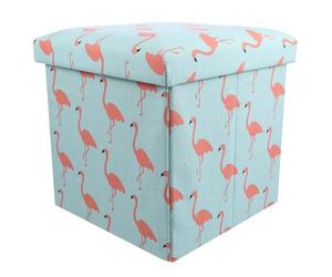 NUOBESTY Tabouret de Rangement Pliable Motif Flamant Rose, Grand Panier de Rangement en Tissu, Siège Multifonction pour Maison, Salon et Chambre, Pouf Coffre Pratique sans Parfum,
