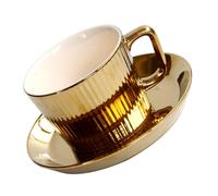 NUOBESTY Tasse à Café Porcelaine Dorée avec Soucoupe Set Élégant pour Maison et Hôtel Vaisselle de Table de Qualité Cadeau Spécial pour Famille et Amis
