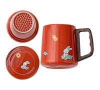 NUOBESTY Tasse à Infusion en Porcelaine avec Filtre et Couvercle, Mug à Thé Lapin Dessin Animé, Couleur, 1 Pièce, pour Maison et Bureau