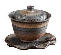 NUOBESTY Tasse à Thé en Céramique 170 Ml avec Couvercle Artisanale, Service à Thé Gaiwan pour Infusion, Théière Légère et Portable, Décoration de Table Pratique et Élégante