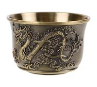 NUOBESTY Tasse à Thé Kung Fu Vintage en Bronze à Motif Dragon et Phénix Petite Tasse à Thé Rétro Chinoise pour Maison et Décoration Bureau Résistante aux Chocs 1 Pièce