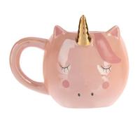 NUOBESTY Tasse en Céramique Rose à Motif Licorne, Mug Rond Cartoon 350 Ml, Tasse à Eau et Thé pour Maison, Bureau et Présent Original