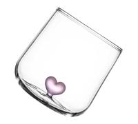 NUOBESTY Tasse en Verre Cœur Transparent, 1 Pièce, Verre à Cocktail Original pour Couple, Gobelet à Lait et Jus, Décoration Table Romantique, Usage Quotidien et Présent