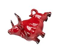 NUOBESTY Taureau Decoration en Céramique Rouge Symbole de Succès et D'exploration Sculpture Chinoise Décoration de Bureau et Maison pour Familles et Amis