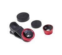 NUOBESTY Téléphone Portable Super Angle Macro Fisheye Clip pour Smartphone Compatible X Rouge