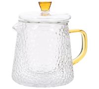 NUOBESTY Théière en Verre Borosilicate 450 Ml Résistante la Chaleur Poignée Dorée Martelée, Bouilloire Compacte pour Infusion de Thé en Vrac, pour Bureau et Usage Domestique