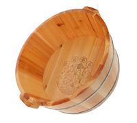 NUOBESTY Tonneau de Bain de Pieds Design Profond pour Couverture Complète Finition Lisse Artisanale en Bois Marron pour Usage à Domicile et Sauna