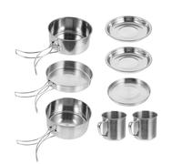 NUOBESTY Ustensiles de Cuisine de Camping en Acier Inoxydable 1 Set Anti-Rouille avec poignée Pliable pour Barbecue et Pique-