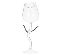 NUOBESTY Verre à Vin Rouge 400 Ml en Verre Cristal Transparent Motif Rose et Feuille Verte, Gobelet à Cocktail Décoratif, Porte-bouteilles Élégant pour Maison, Restaurant et Fête