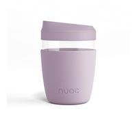 NUOC Tasse à café à emporter réutilisable, gobelet en verre pour café ou thé avec couvercle hermétique anti-fuite avec étui en silicone, tasse de voyage - Boissons froides et chaudes, sans BPA (rose