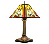 NUODITOS Lampe de table Tiffany Amber Brown vitral lampe mission style bureau antique à côté de la lampe de lecture pour bureau maison salon chambre