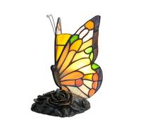 NUODITOS Lampe papillon Tiffany en verre teinté Lampe de chevet Petite veilleuse d'appoint pour la décoration de la chambre à coucher Ampoule LED incluse