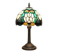 NUODITOS Tiffany hibouille vitrail lampe de table fait à la main table de lit nuit unique antique art artisanat cadeaux lampe pour bureau à la maison dortoir bar décorer