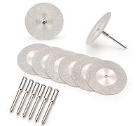 NuoDunco Disque Diamant de Coupe, 8Pcs 40mm Diamant Mini Disques à Tronçonner avec 8 Pièces Mandrins Tiges pour Disques Rotatifs pour outils rotatifs verre gemmes Disques de coupe