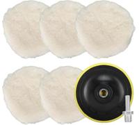 NuoDunco Kit de 7 Pièces Tampon Polissage en Laine 125mm avec Adaptateur de Perceuse M14 pour Polissage et Cirage de Voiture