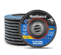 NuoDunco Lot de 10 disques à lamelles 115 mm Grain 120 Zircone Disques abrasifs Type 29 pour acier inoxydable, fonte et tôle