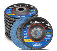 NuoDunco Lot de 10 disques à lamelles 115 mm Grain 60 Zircone Disques abrasifs Type 29 pour acier inoxydable, fonte et tôle