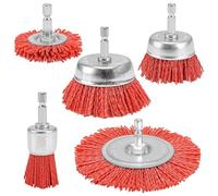 NuoDunco Lot de 5 Brosses Abrasives en Fil de Nylon, Brosse Nylon Perceuse avec Tige Hexagonale 1/4 Pouce, Outils Abrasifs Poncage Bois, Brosse Perceuse pour Enlever Rouille, Corrosion, Peinture