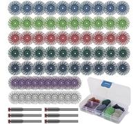 NuoDunco Lot de 76 disques abrasifs à poils radiaux pour brosse abrasive et polissage avec tige de 1/8" pour outils rotatifs de nettoyage de finition