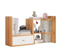 NUODWELL Bibliothèque Extensible et Réglable - Organiseur de Bureau Autonome pour Maison (Bois de Cerisier)