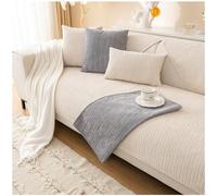 NUODWELL Housse de canapé chenille antidérapante pour toutes les saisons avec particules de silicone antidérapantes, protection de meubles (Beige, 110 x 180 cm)